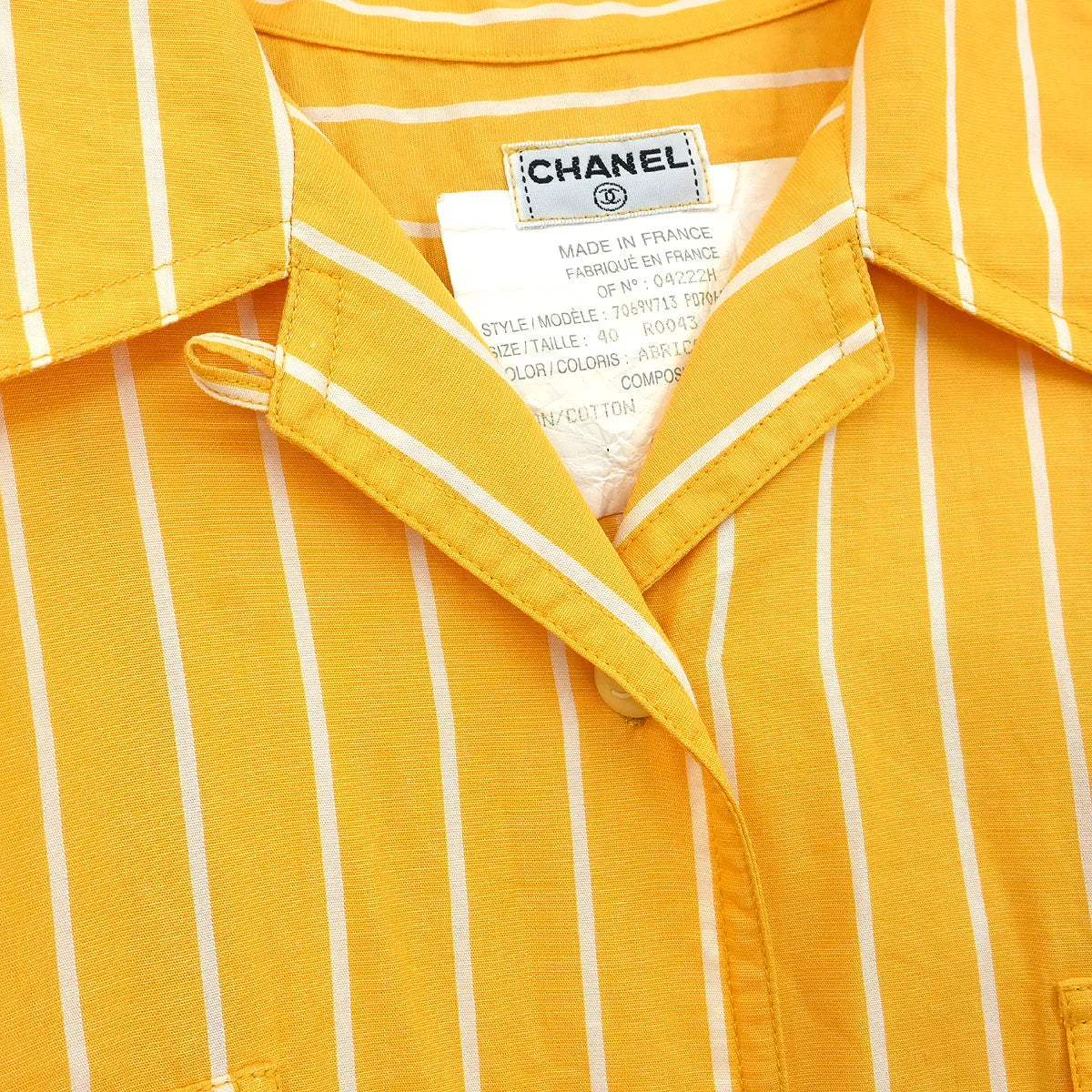 Chanel Blouse Shirt Yellow #40