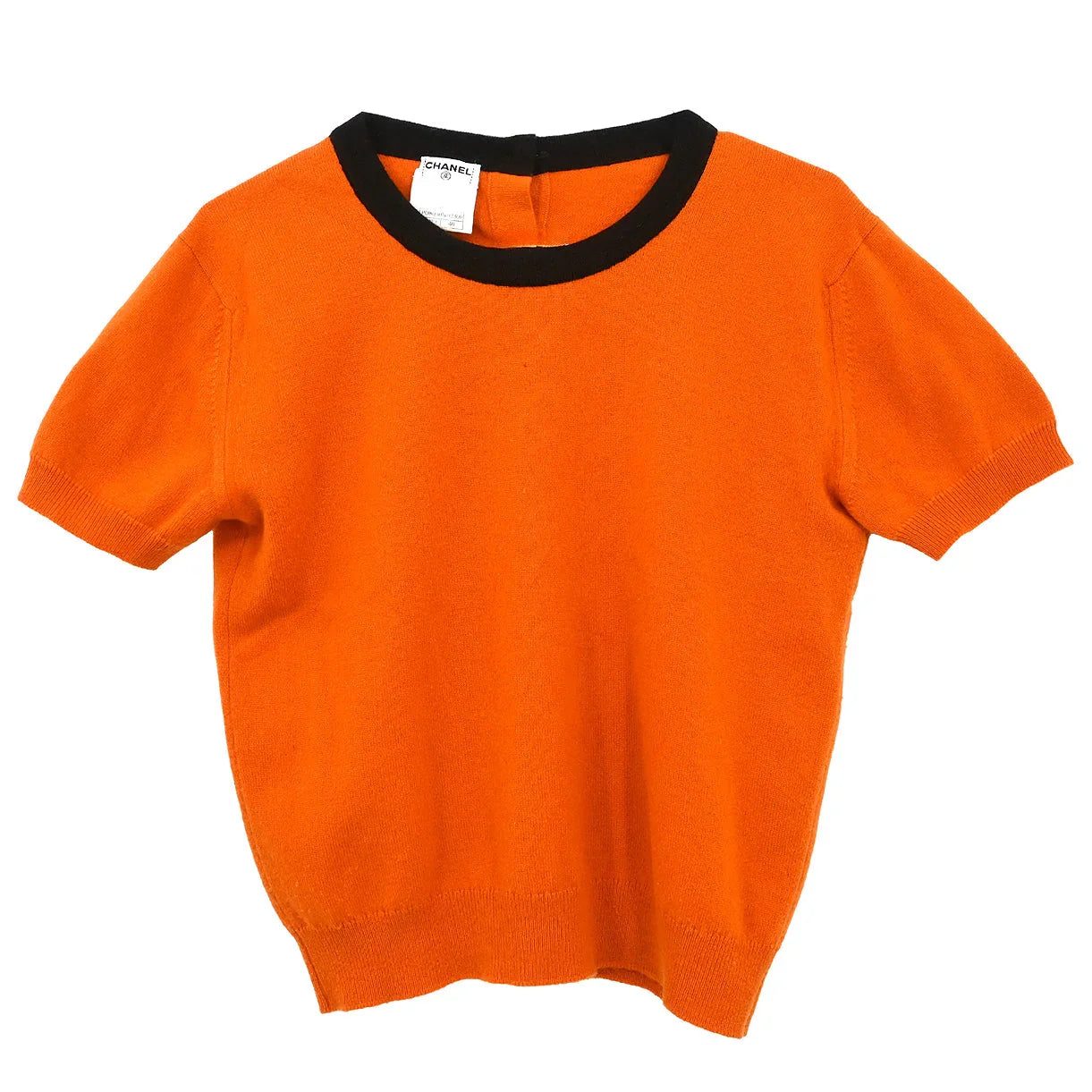 Chanel 1996 Ensemble Cardigan Short Sleeve Top Orange #40