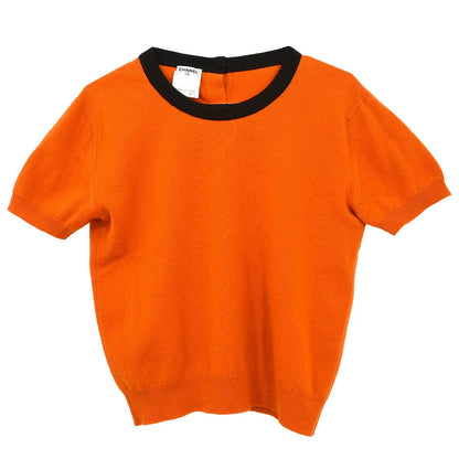 Chanel 1996 Ensemble Cardigan Short Sleeve Top Orange #40