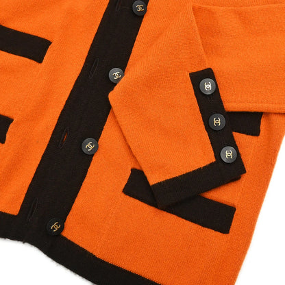 Chanel 1996 Ensemble Cardigan Short Sleeve Top Orange #40