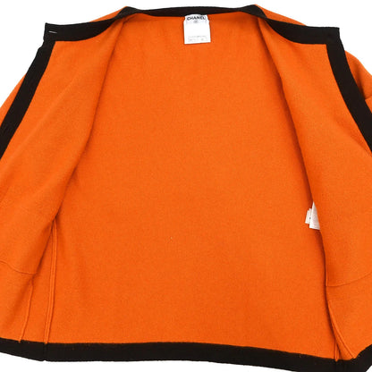 Chanel 1996 Ensemble Cardigan Short Sleeve Top Orange #40