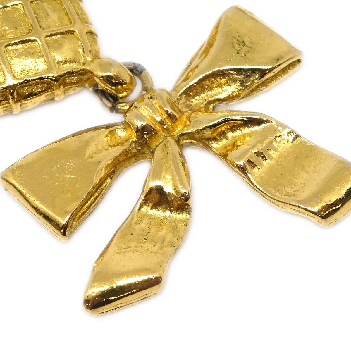 Chanel Dangle Earrings Bow Rhombus Clip-On Gold