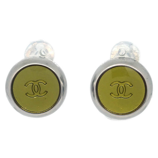 Chanel Button Earrings Clip-On Silver 99A