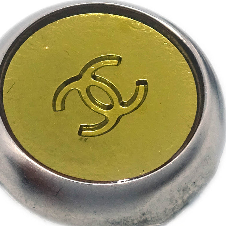 Chanel Button Earrings Clip-On Silver 99A