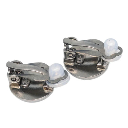 Chanel Button Earrings Clip-On Silver 99A