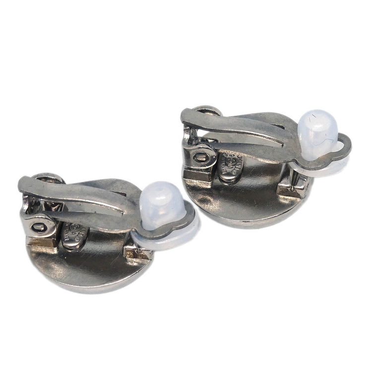 Chanel Button Earrings Clip-On Silver 99A