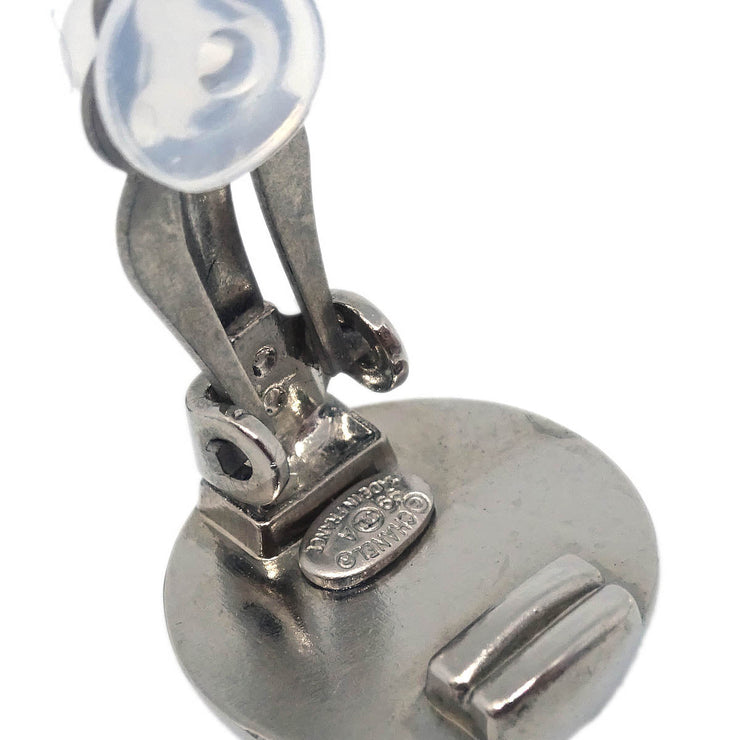 Chanel Button Earrings Clip-On Silver 99A