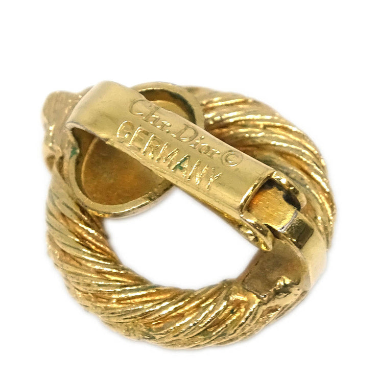 Christian Dior Button Earrings Clip-On Gold