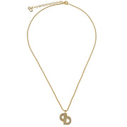 Christian Dior Necklace Pendant Gold Rhinestone