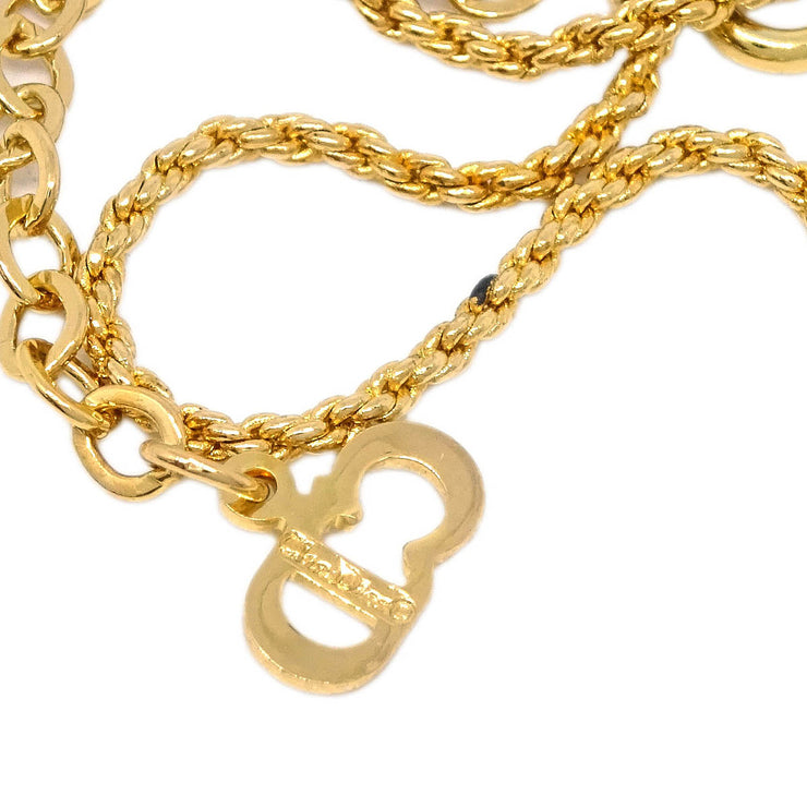 Christian Dior Necklace Pendant Gold Rhinestone