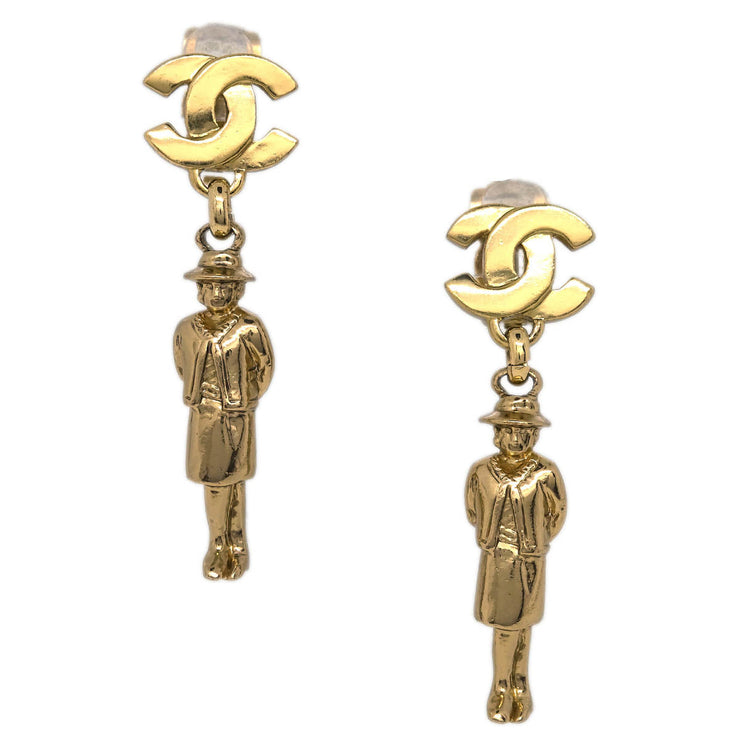 Chanel Dangle Earrings Clip-On Gold 02P