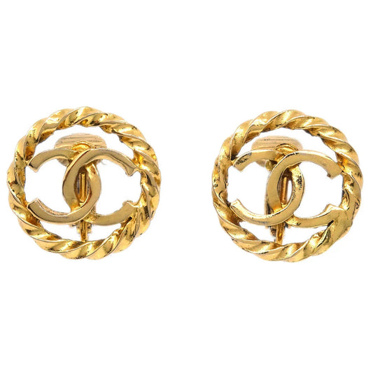 Chanel Button Earrings Clip-On Gold