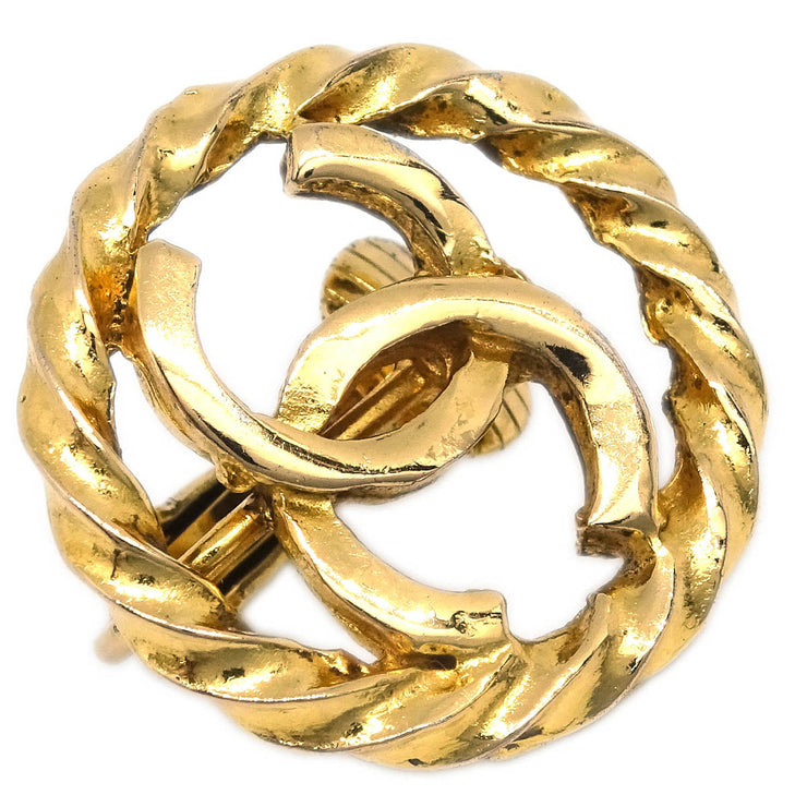 Chanel Button Earrings Clip-On Gold