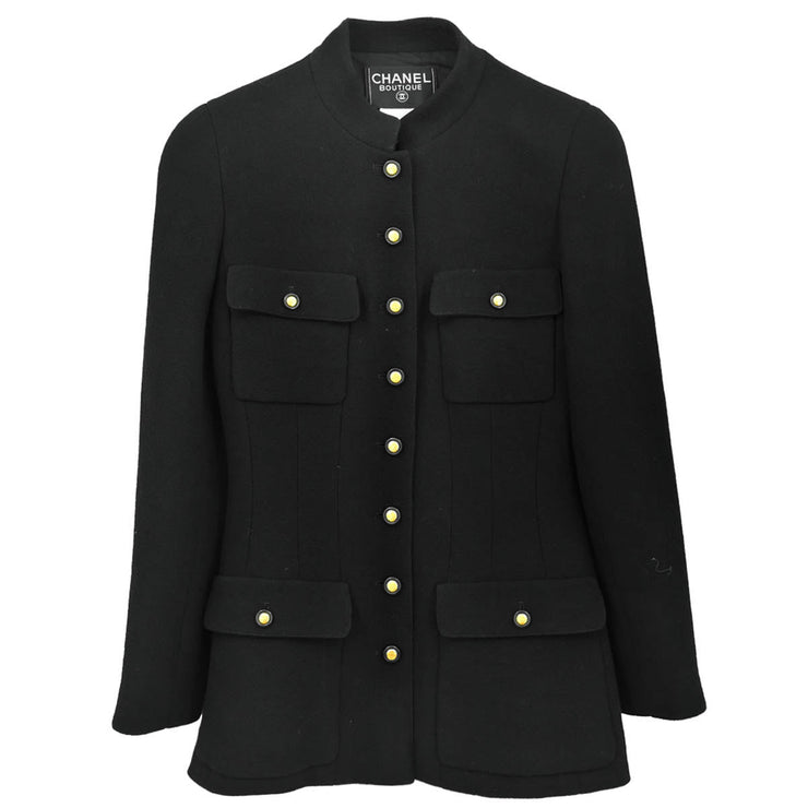 Chanel 1996 Single Breasted Jacket Black #38