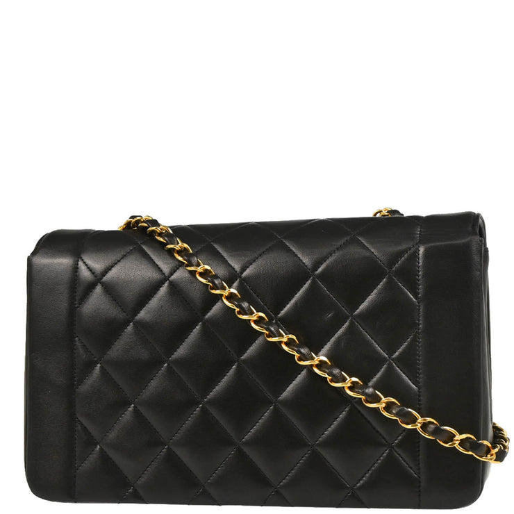 Chanel 1994-1996 Black Lambskin Medium Diana Shoulder Bag