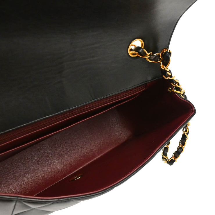 Chanel 1994-1996 Black Lambskin Medium Diana Shoulder Bag