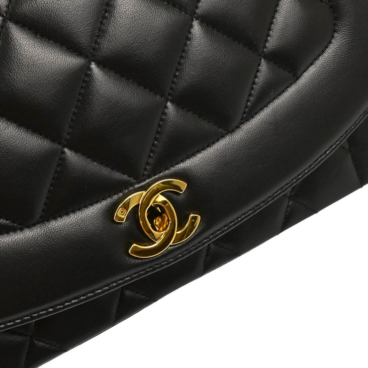 Chanel 1994-1996 Black Lambskin Medium Diana Shoulder Bag