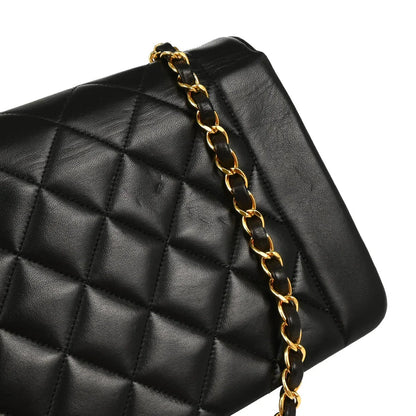 Chanel 1994-1996 Black Lambskin Medium Diana Shoulder Bag