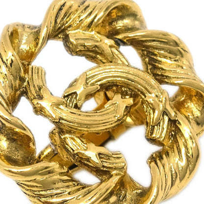 Chanel Button Earrings Clip-On Gold 2239