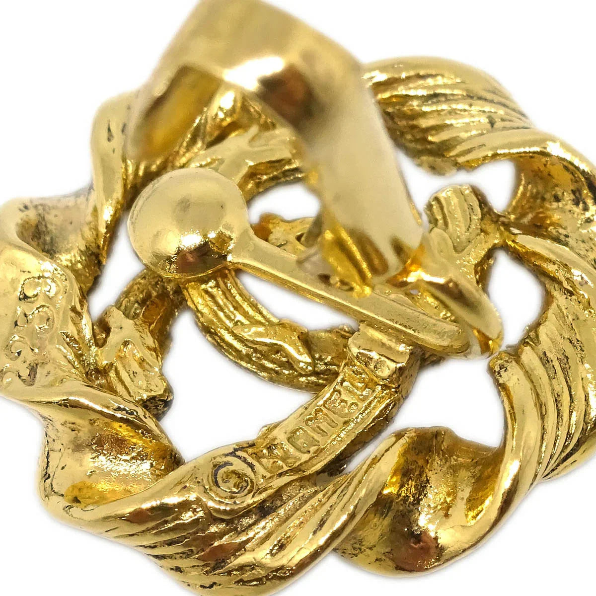 Chanel Button Earrings Clip-On Gold 2239