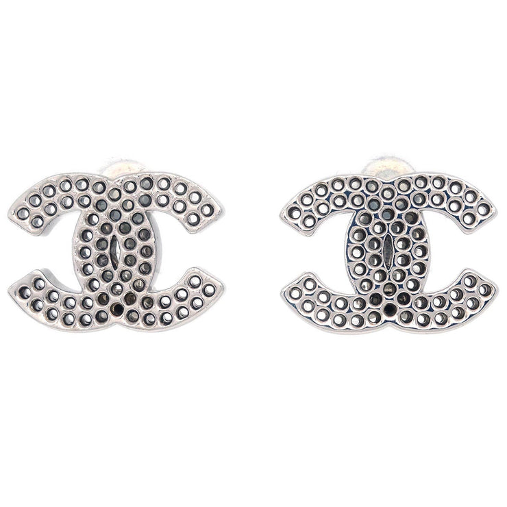 Chanel CC Earrings Clip-On Silver 03P