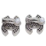 Chanel CC Earrings Clip-On Silver 03P