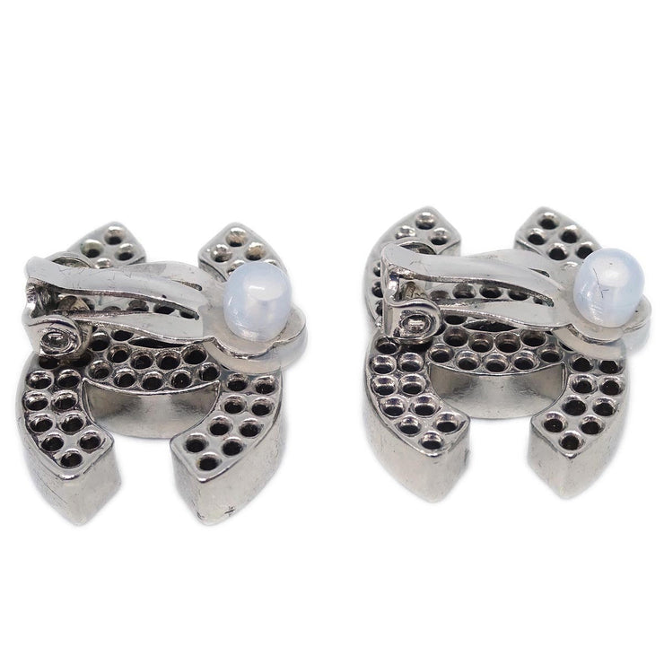 Chanel CC Earrings Clip-On Silver 03P
