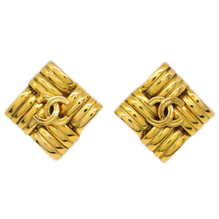 Chanel Chanel Rhombus Earrings Clip-On Gold 96P