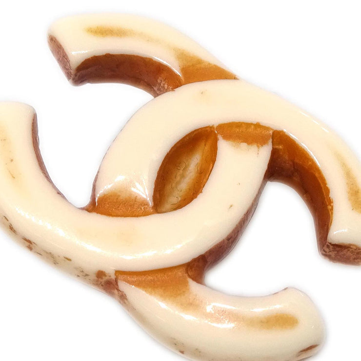 Chanel CC Earrings Clip-On White Acrylic 01P