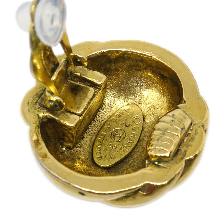 Chanel Button Earrings Clip-On Gold 23