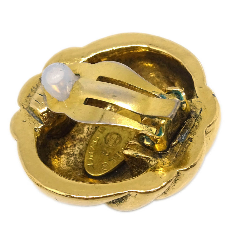 Chanel Button Earrings Clip-On Gold 23