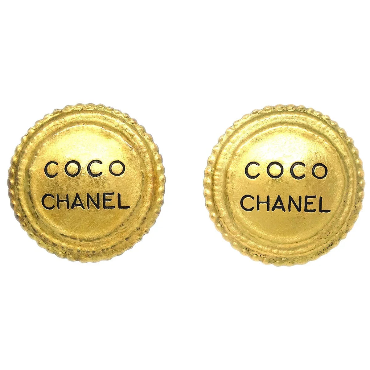 Chanel Button Earrings Clip-On Gold 94A