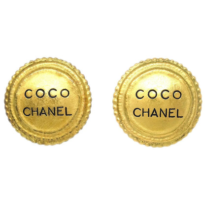 Chanel Button Earrings Clip-On Gold 94A