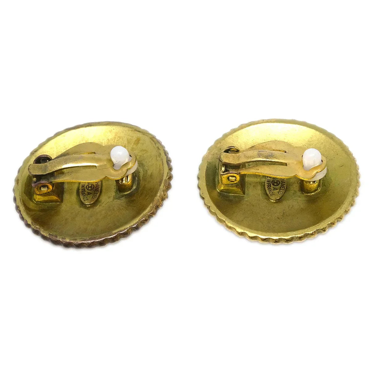 Chanel Button Earrings Clip-On Gold 94A