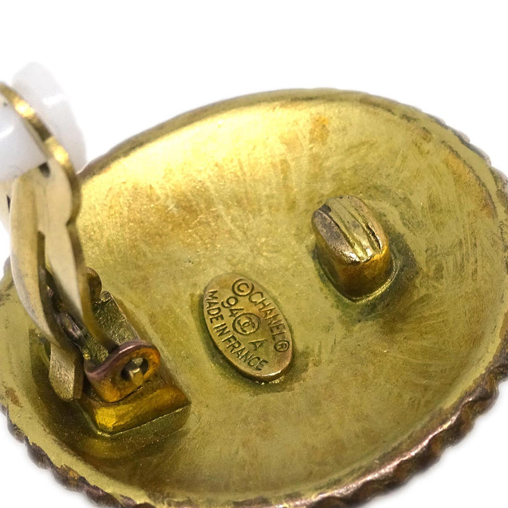 Chanel Button Earrings Clip-On Gold 94A