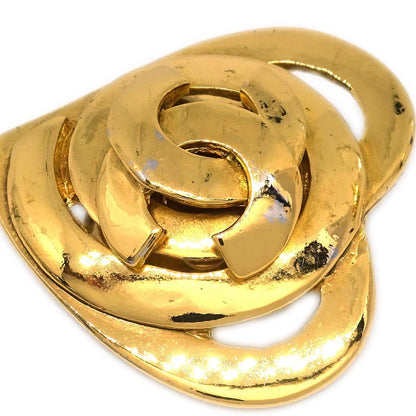 Chanel Gold Heart Earrings Clip-On 95P