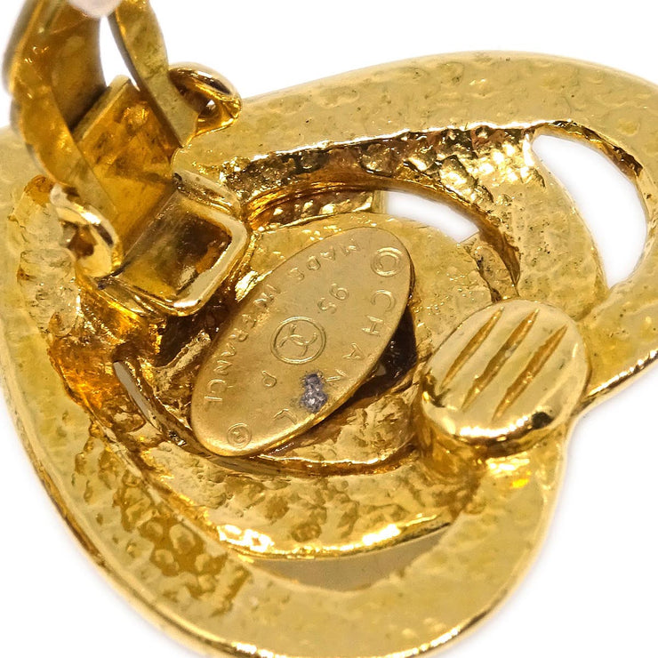 Chanel Gold Heart Earrings Clip-On 95P