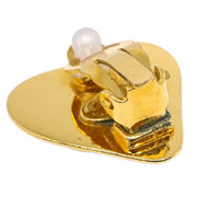 Chanel Gold Heart Earrings Clip-On 93P