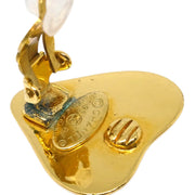 Chanel Gold Heart Earrings Clip-On 93P