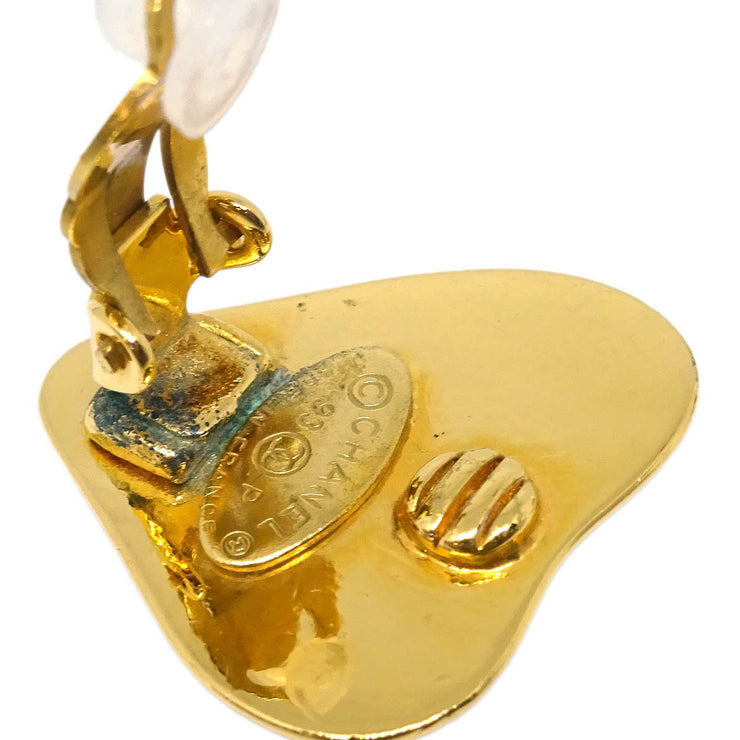 Chanel Gold Heart Earrings Clip-On 93P