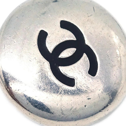 Chanel Button Earrings Clip-On Silver 96A