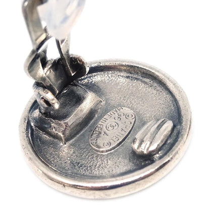 Chanel Button Earrings Clip-On Silver 96A