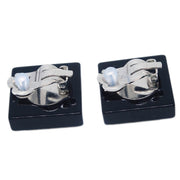 Chanel Square Earrings Clip-On Black Rhinestone 04A