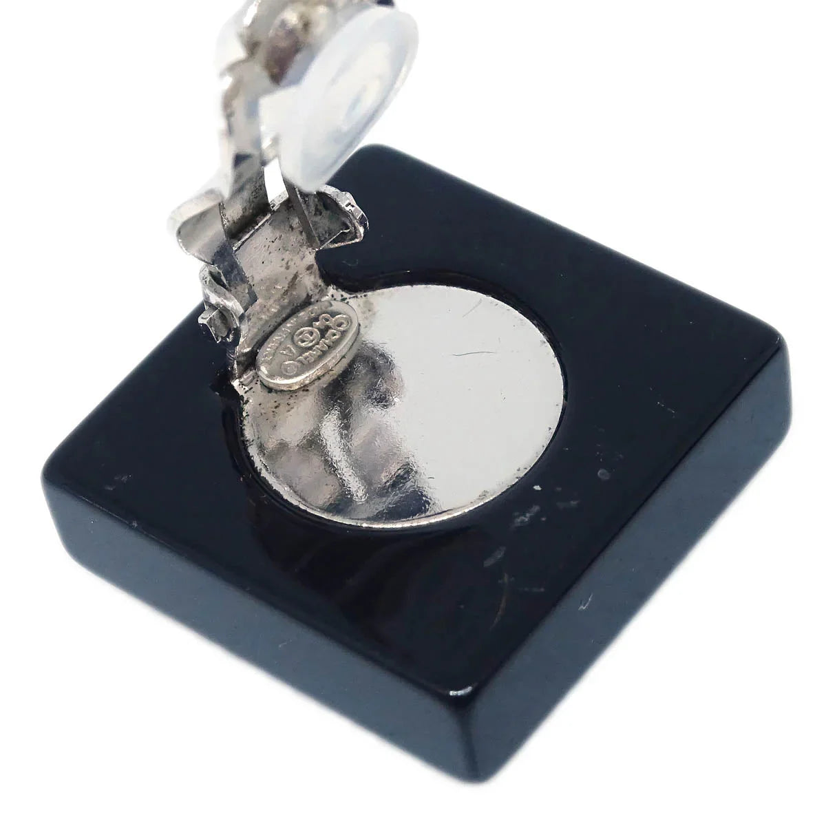 Chanel Square Earrings Clip-On Black Rhinestone 04A