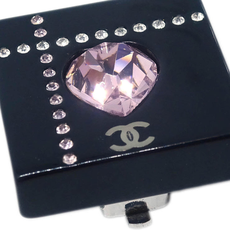 Chanel Square Earrings Clip-On Black Rhinestone 04A