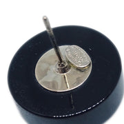Chanel Button Piercing Earrings Black Rhinestone 04A