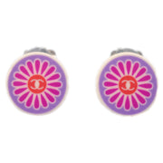 Chanel Button Earrings Clip-On White 04P