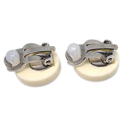 Chanel Button Earrings Clip-On White 04P