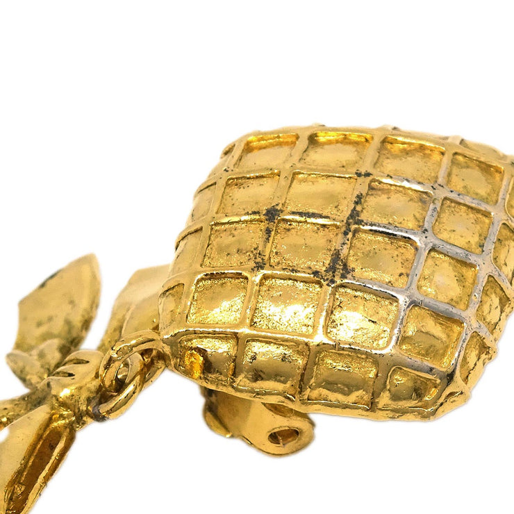 Chanel Gold Bow Rhombus Earrings Clip-On