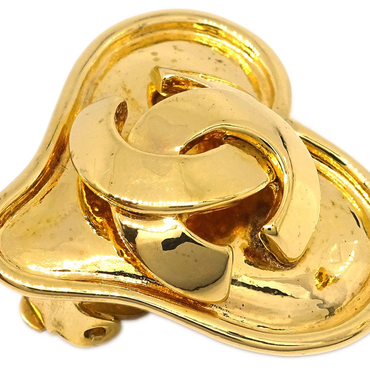 Chanel Gold Heart Earrings Clip-On 95P